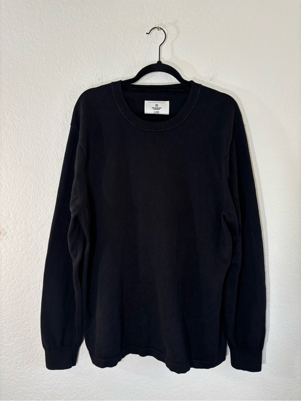Reigning Champ Cotton Linen Regatta Crewneck Sweater Size XL Black - Picture 2 of 14
